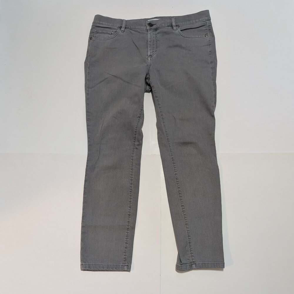 Loft Women's Light Grey Modern Skinny Crop Jeans Pants, Size 10P